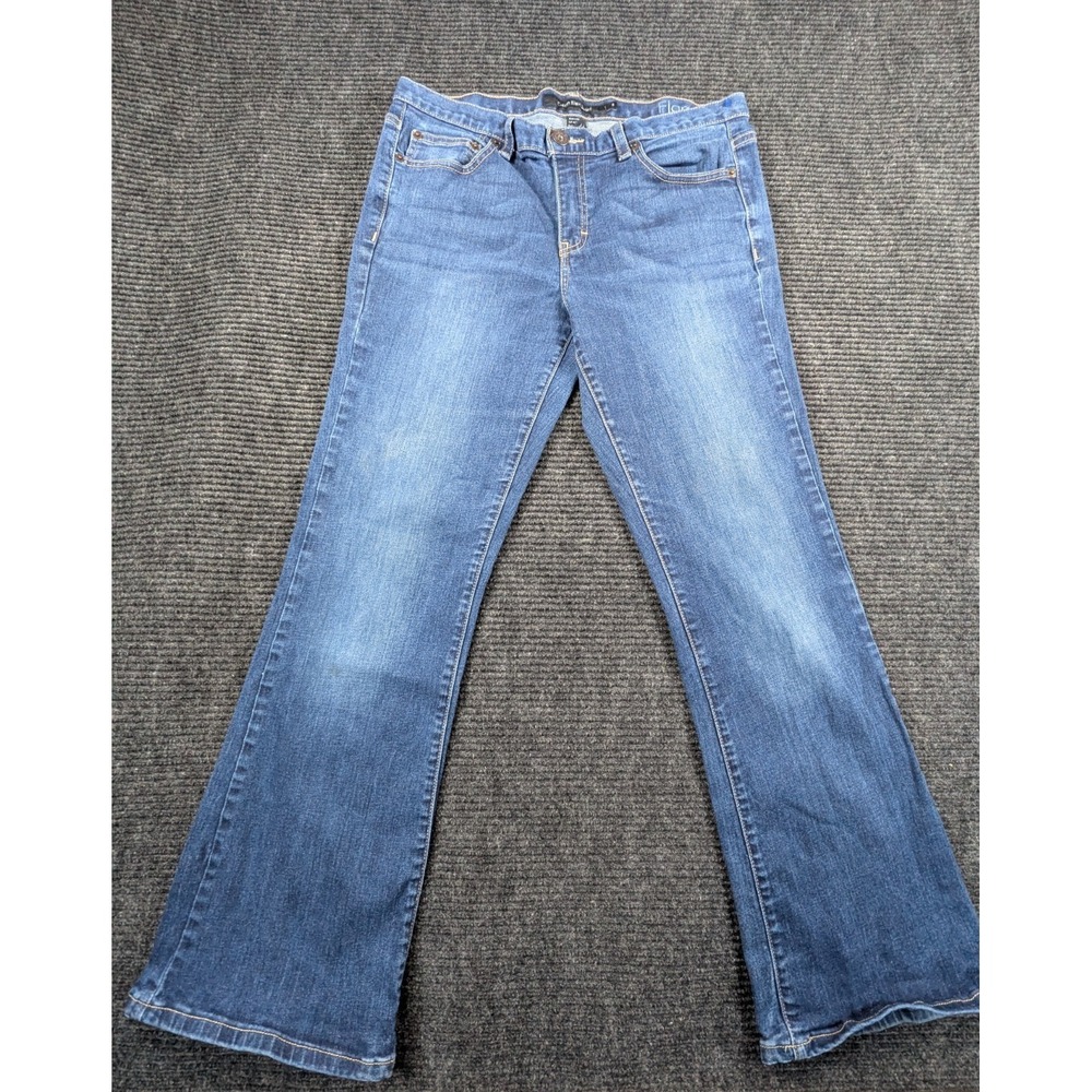 Calvin Klein Jeans Womens 12 Blue Denim Cotton Medium Wash Mid Rise Flared Leg